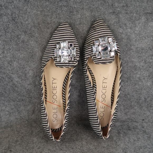 Sole Society Shoes Womens 6.5 Flats Pointed Toe Embellished Stripes Slip On - Picture 6 of 13